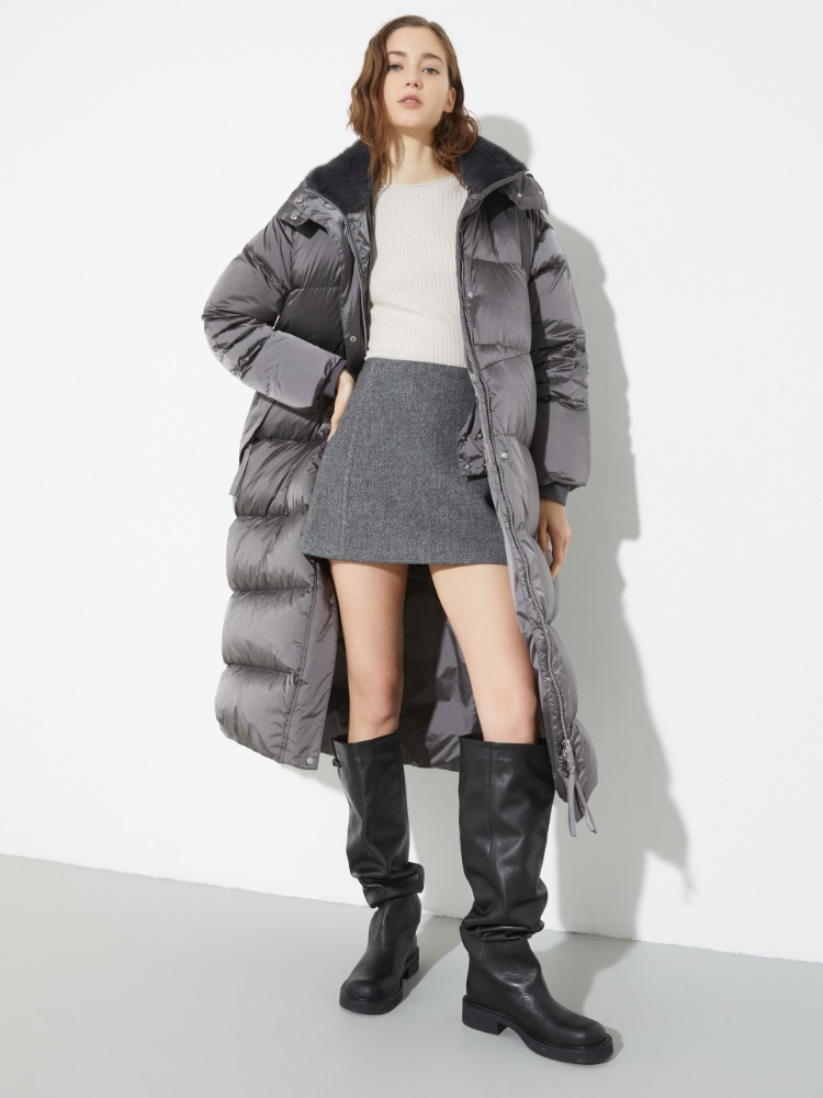 Padded hooded down coat - GREY - MAX&Co.
