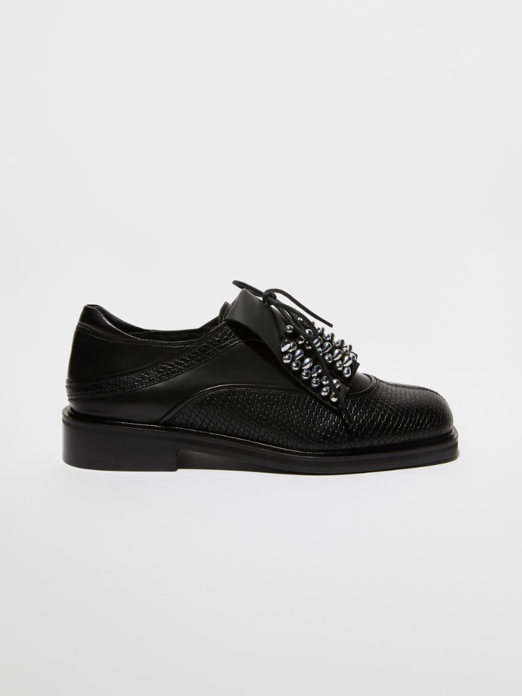 Bejewelled leather brogues - BLACK - MAX&Co.