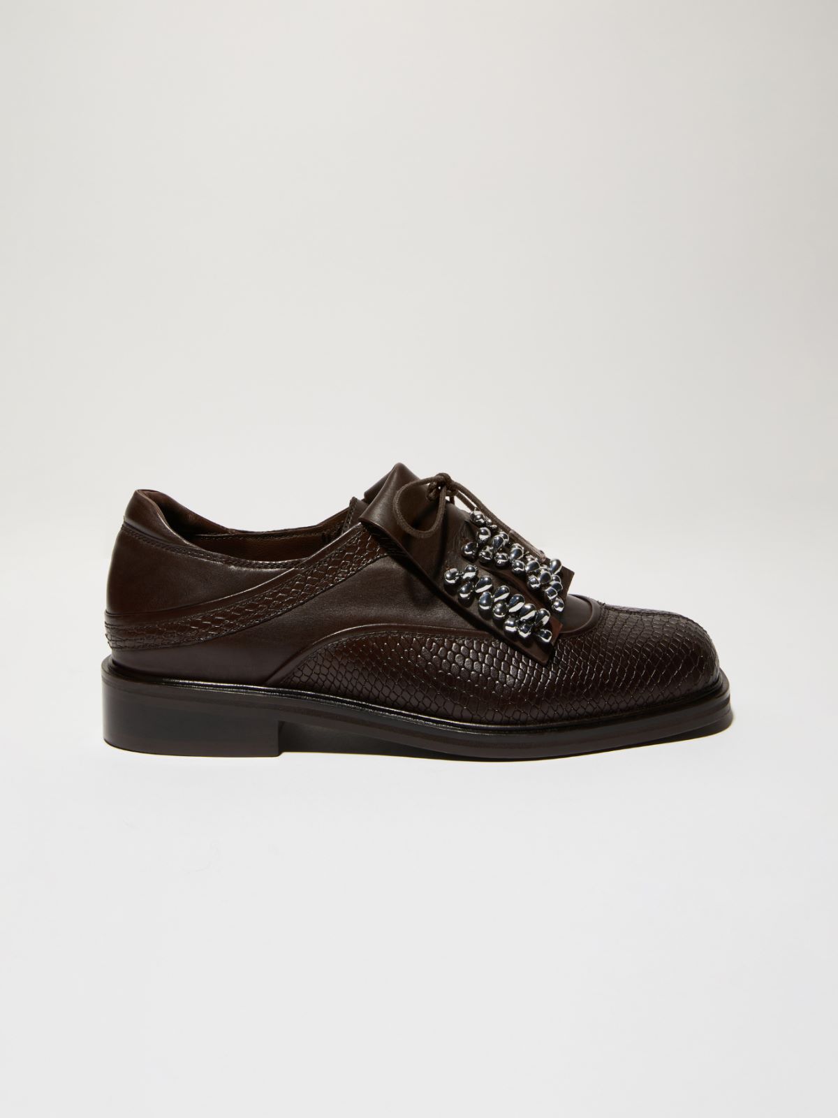 Bejewelled leather brogues - BROWN - MAX&Co. - 2