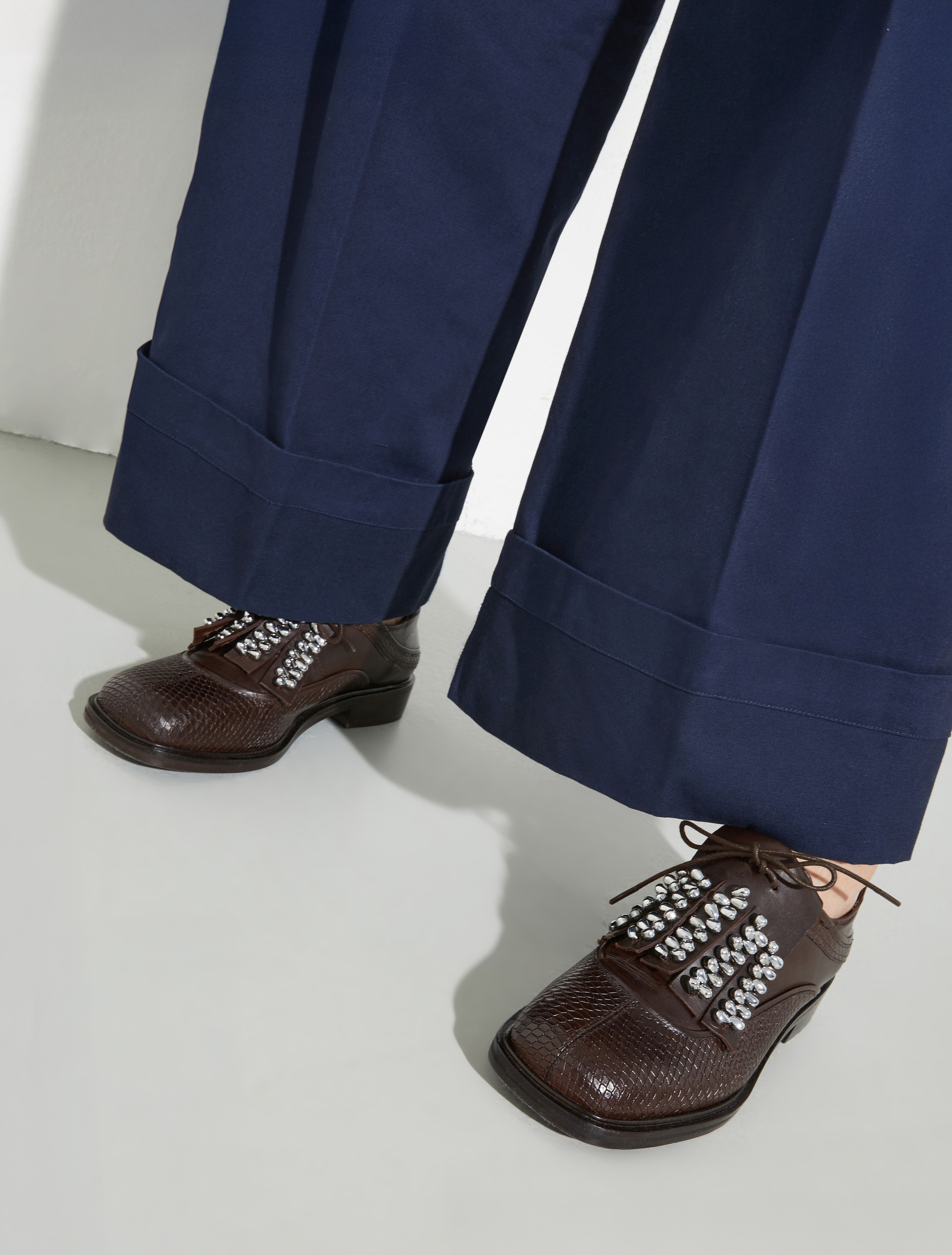 Bejewelled leather brogues - BROWN - MAX&Co. - 5