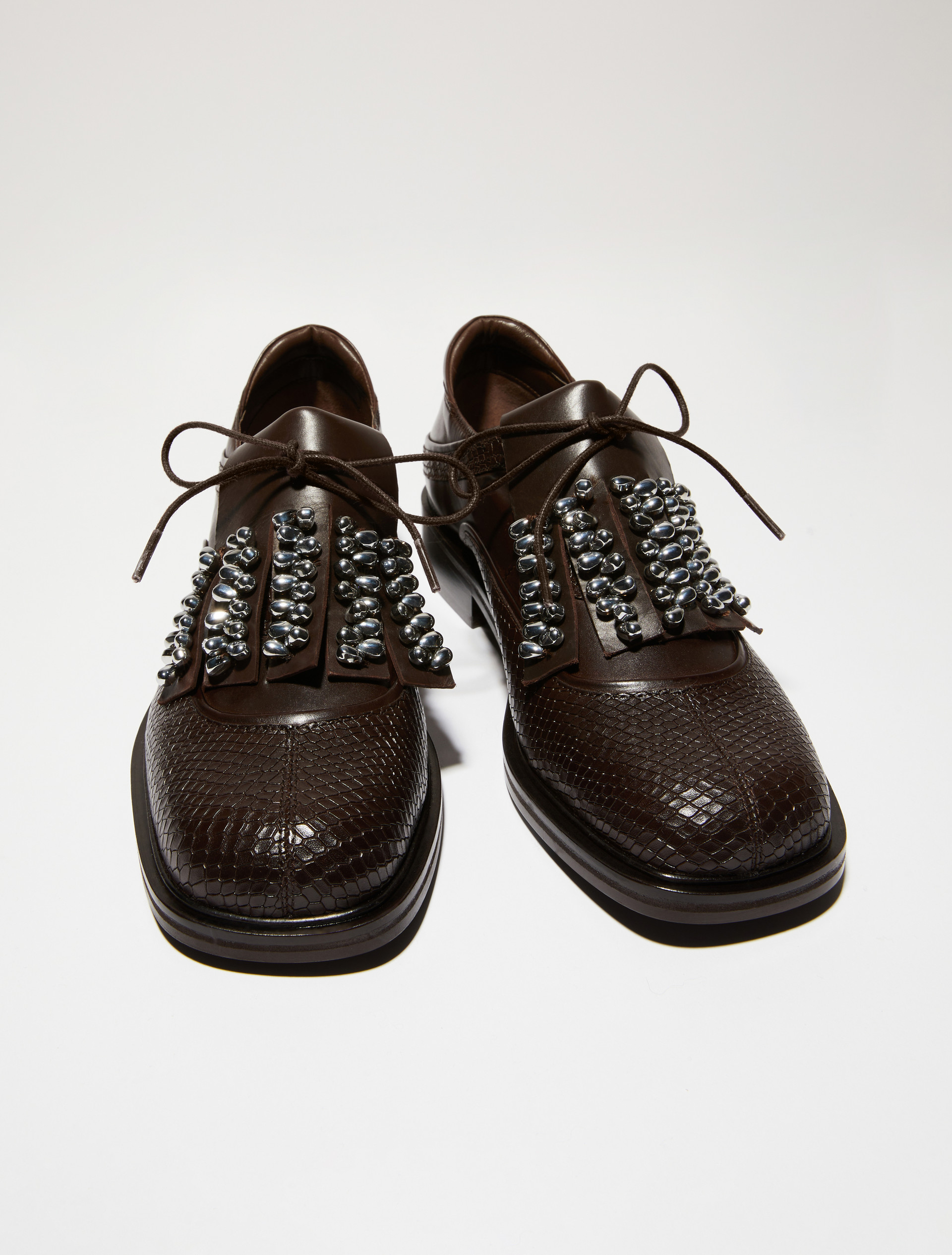 Bejewelled leather brogues - BROWN - MAX&Co.