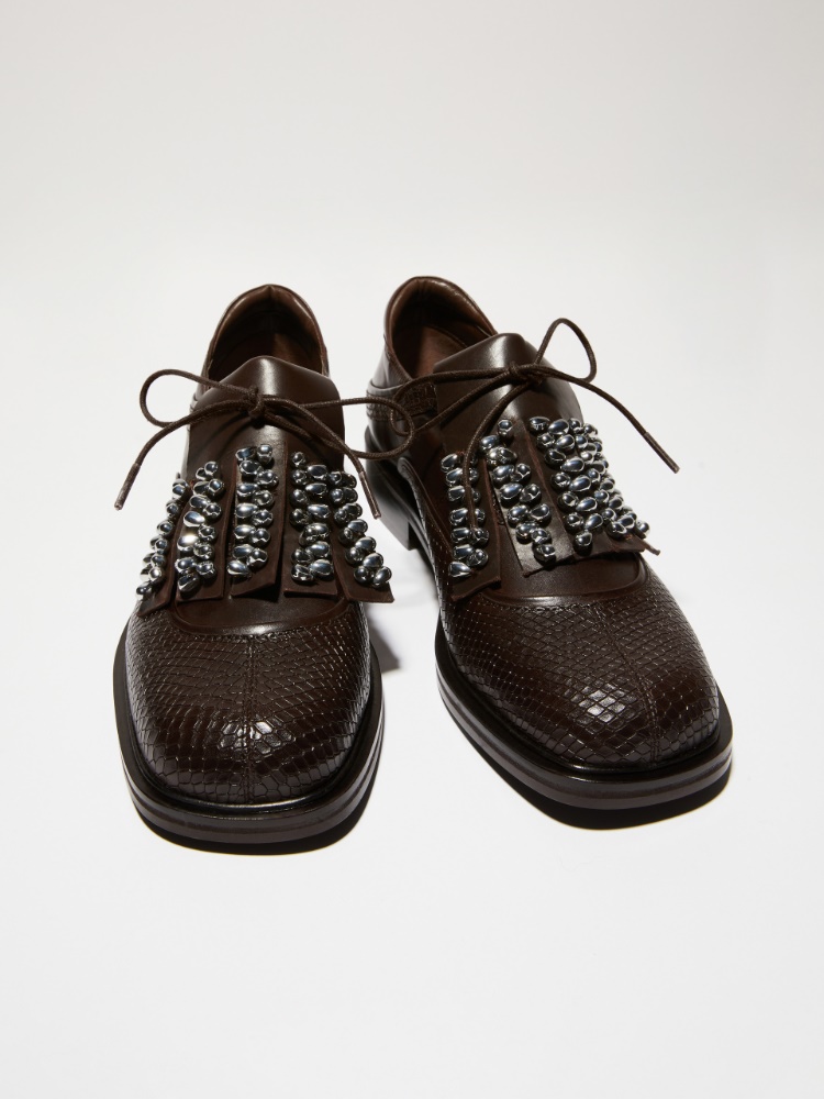 Bejewelled leather brogues - BROWN - MAX&Co.