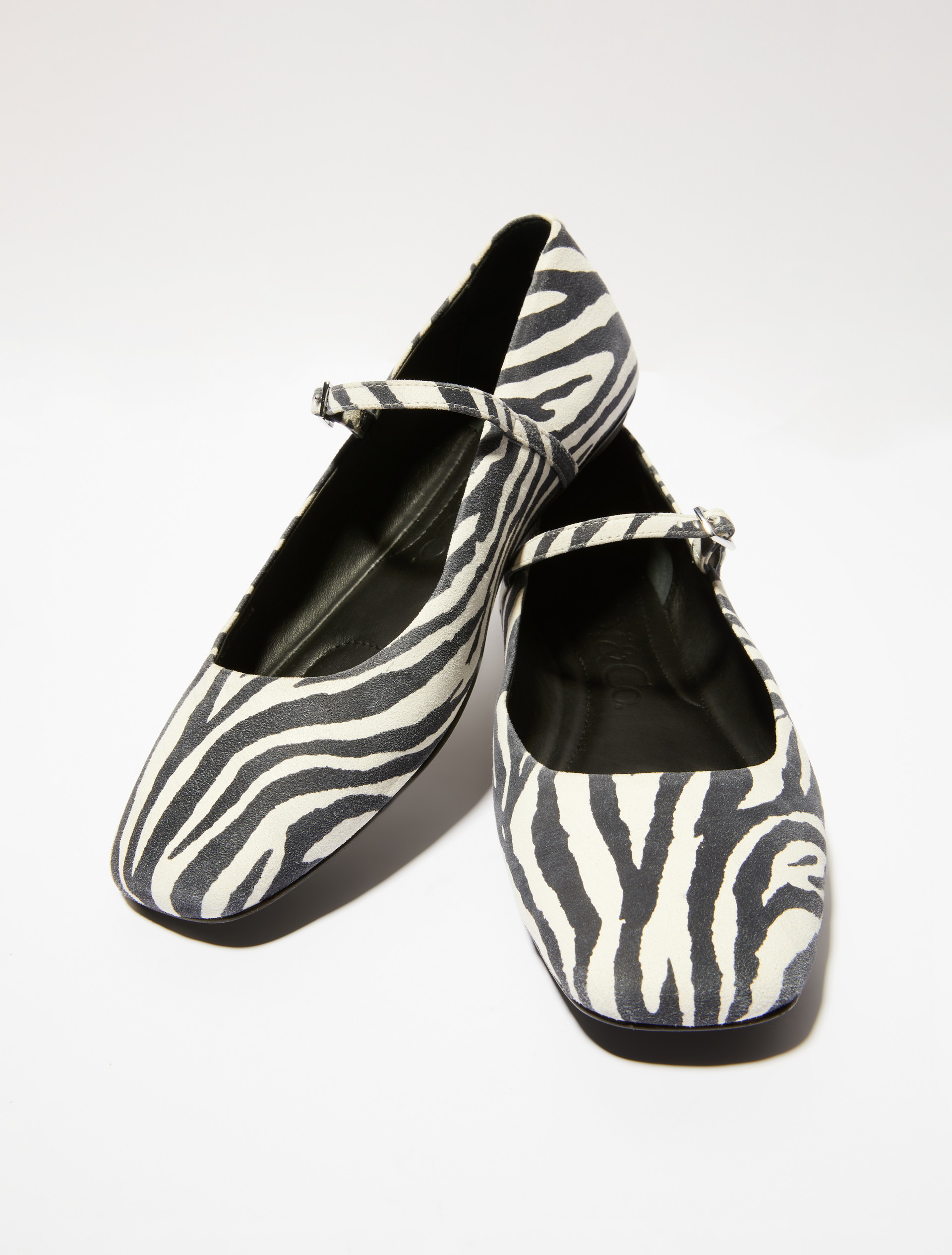 Liv zebra-print nubuck ballet flats, white | MAX&Co. Liv zebra-print nubuck ballet flats - WHITE - MAX&Co.