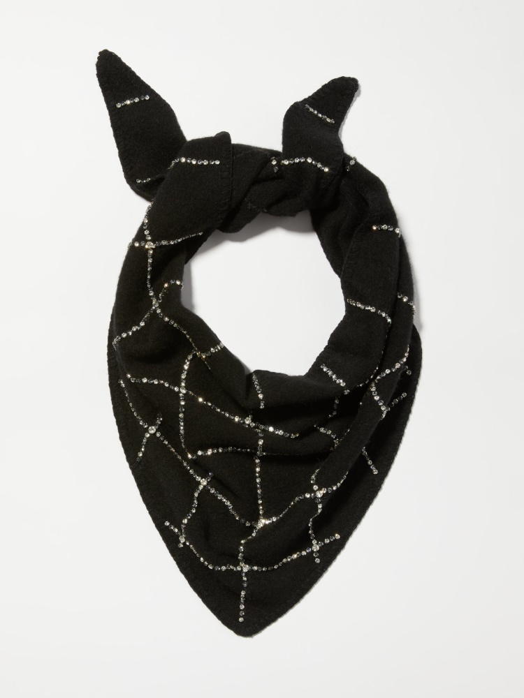 Rhinestone-embellished wool scarf - BLACK - MAX&Co.
