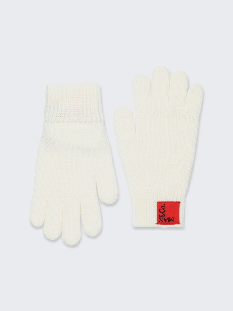 Wool blend gloves with patch KID - CREAM - MAX&Co.