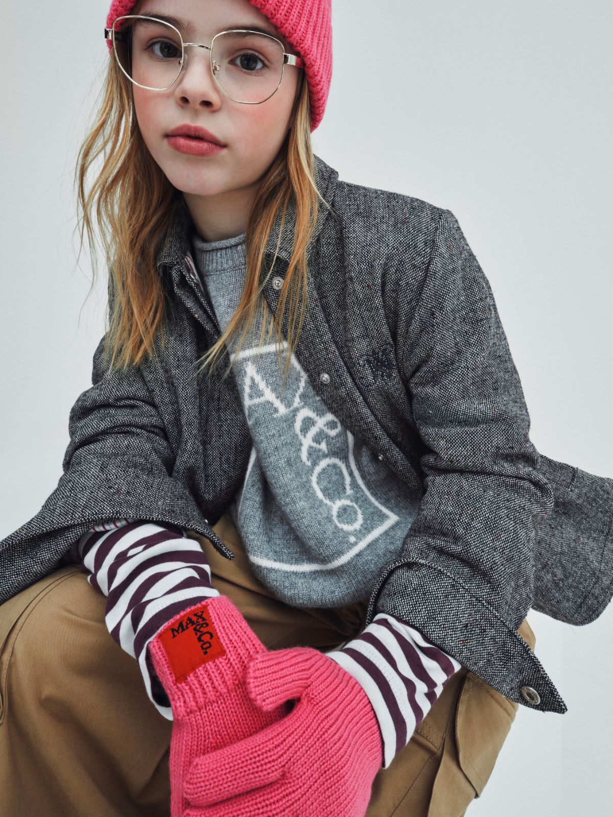 Wool blend gloves with patch KID - PINK - MAX&Co. - 3