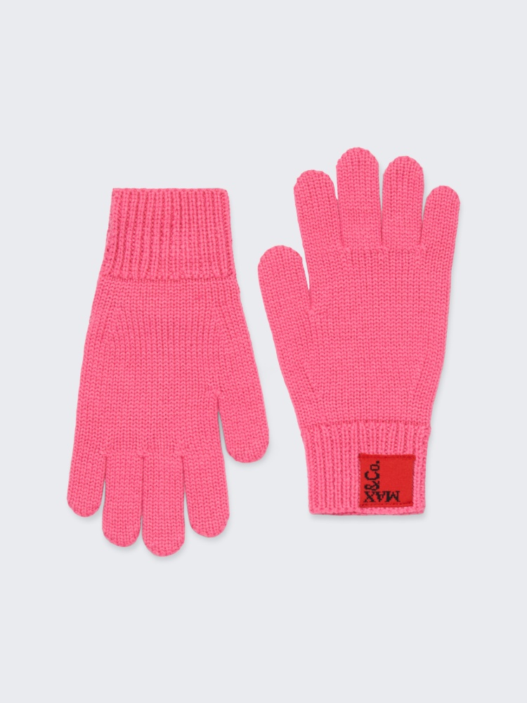 Wool blend gloves with patch KID - PINK - MAX&Co.