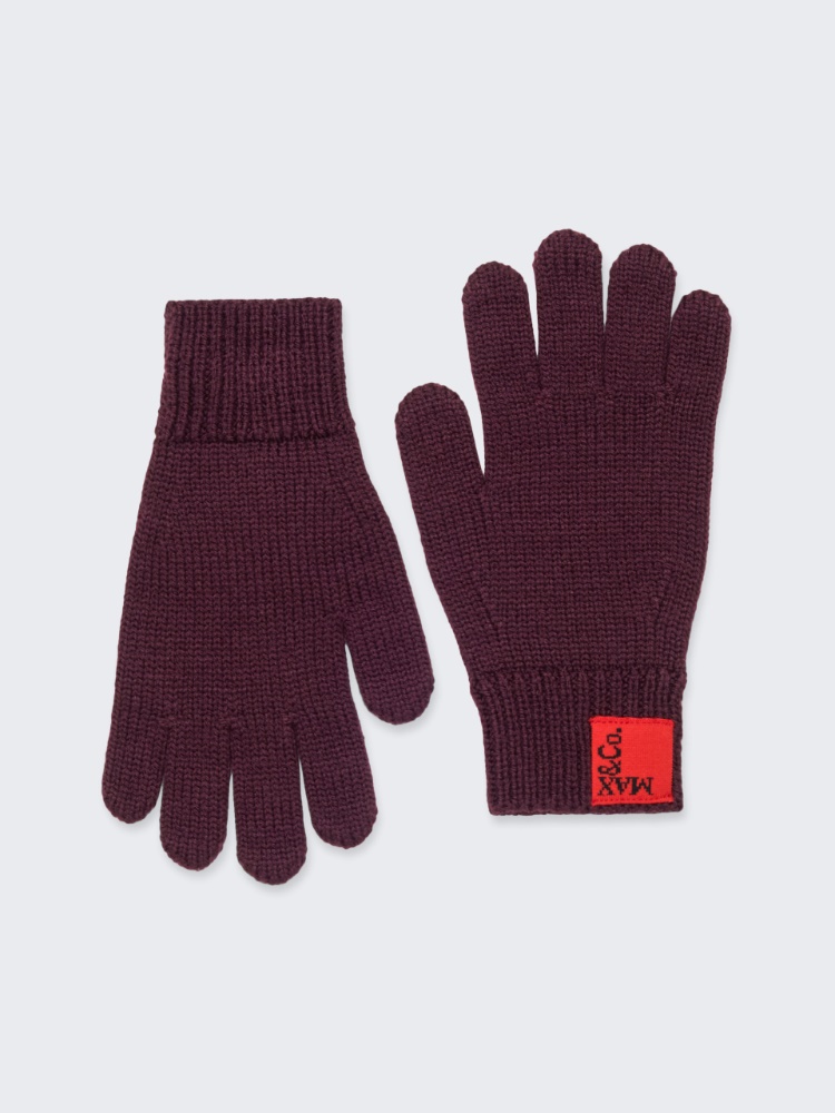 Wool blend gloves with patch KID - DARK VIOLET - MAX&Co.