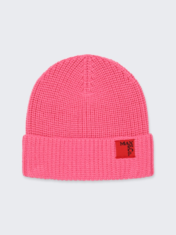Wool blend beanie with patch KID - PINK - MAX&Co.