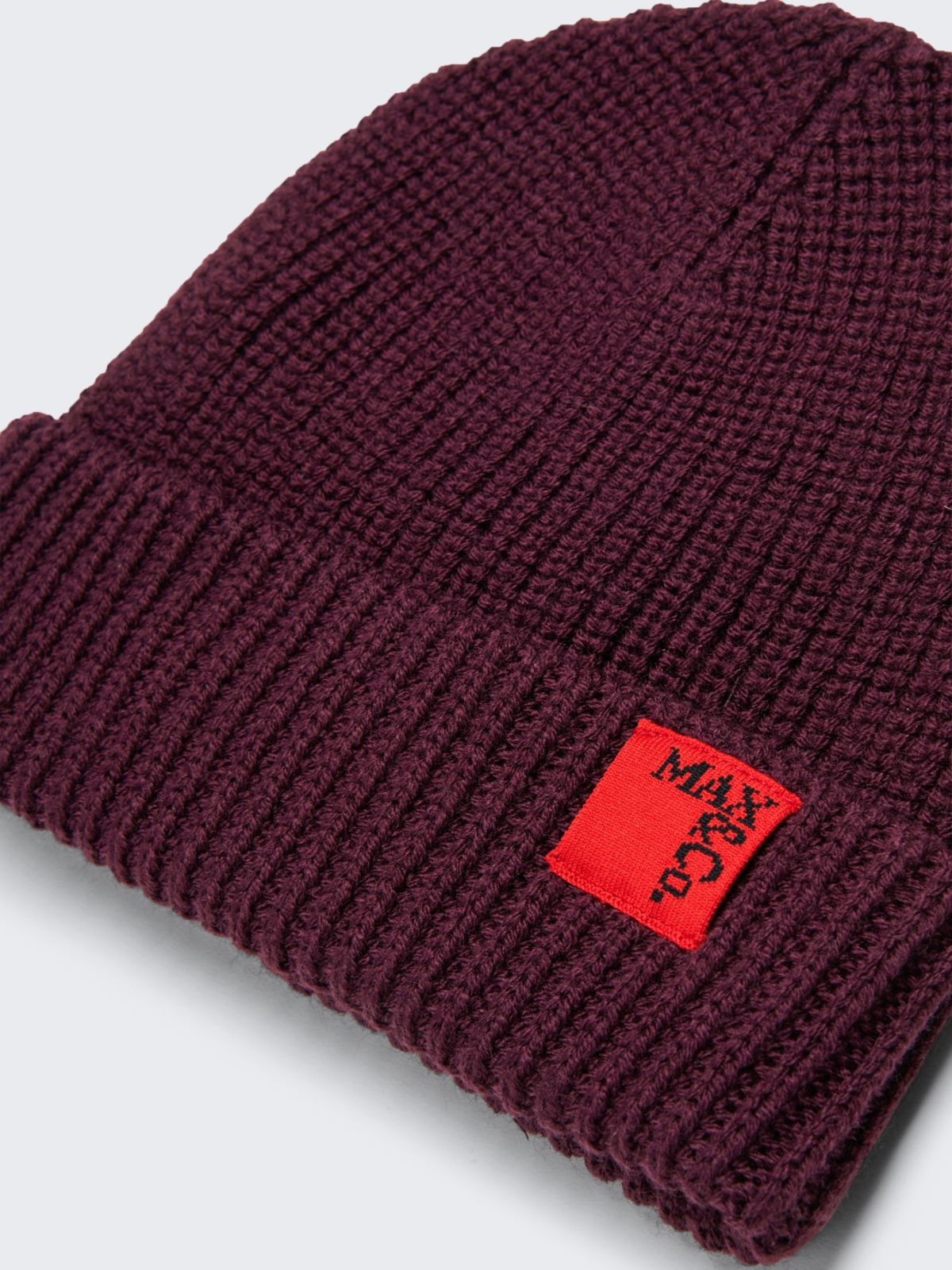 Wool blend beanie with patch KID - DARK VIOLET - MAX&Co.