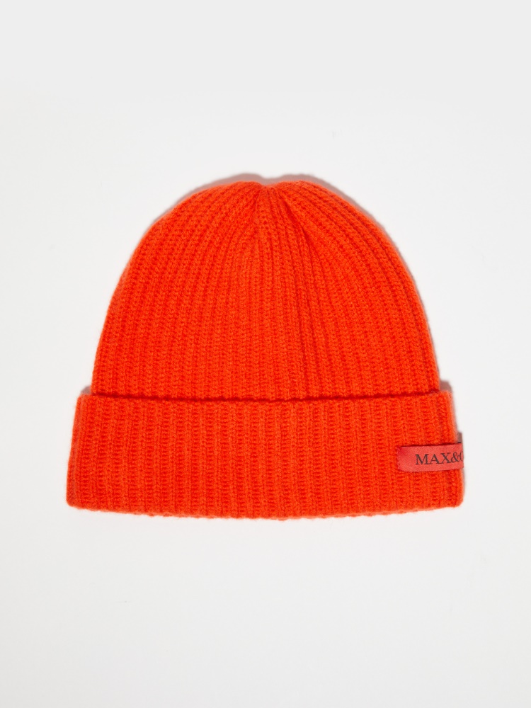 Wool and cashmere beanie hat - ORANGE - MAX&Co.