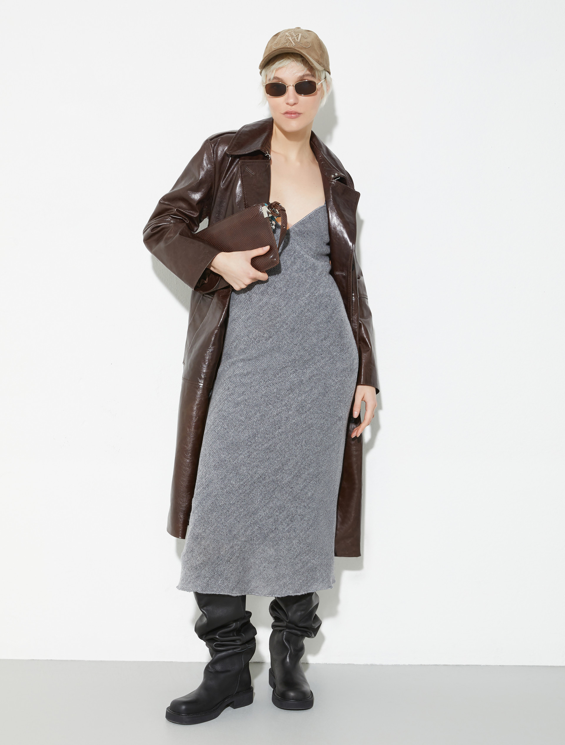 Wool and mohair midi slip dress, medium grey | MAX&Co. Wool and mohair midi slip dress - MEDIUM GREY - MAX&Co. - 4