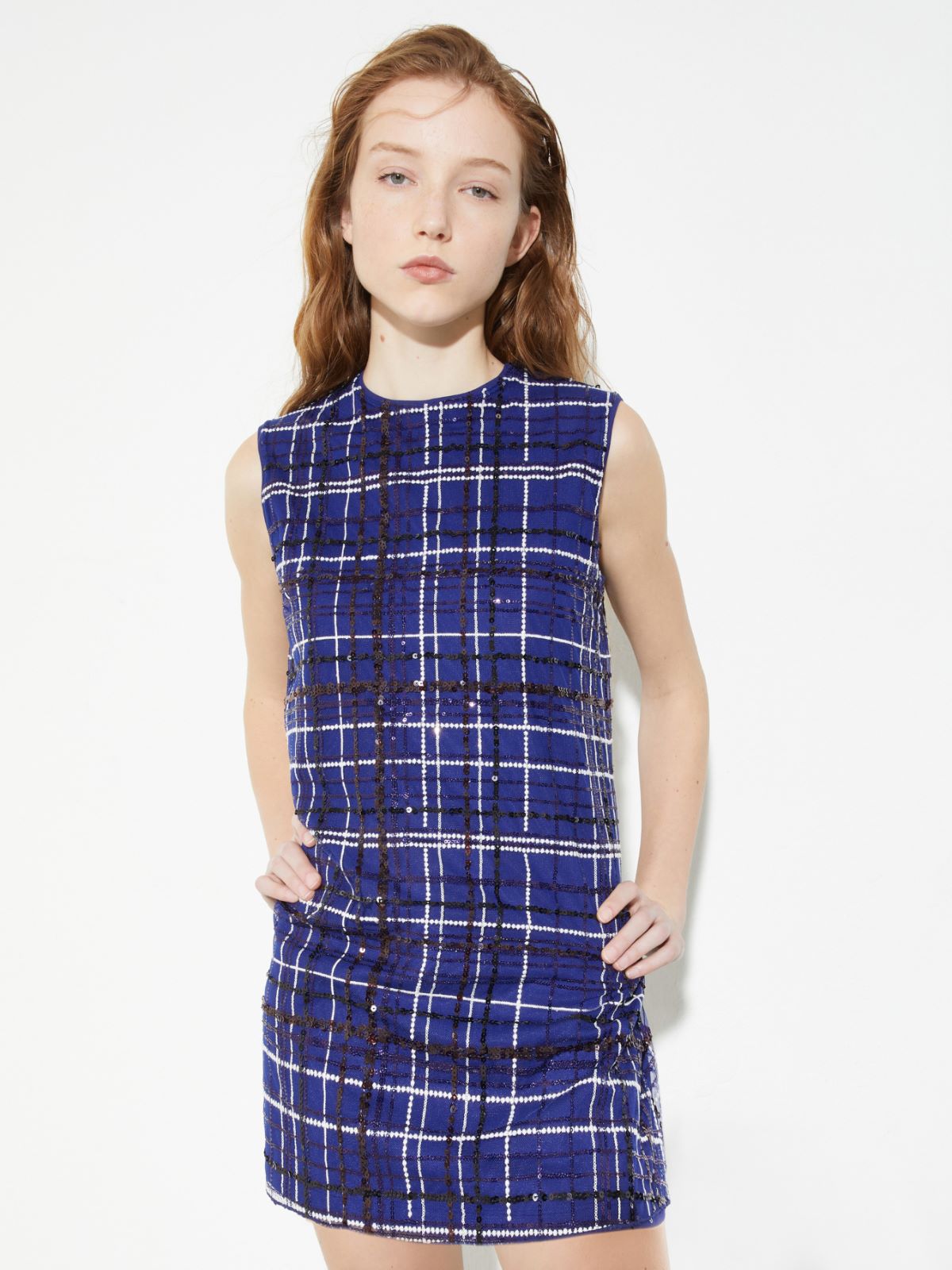 Embroidered tulle shift dress - CORNFLOWER BLUE - MAX&Co.