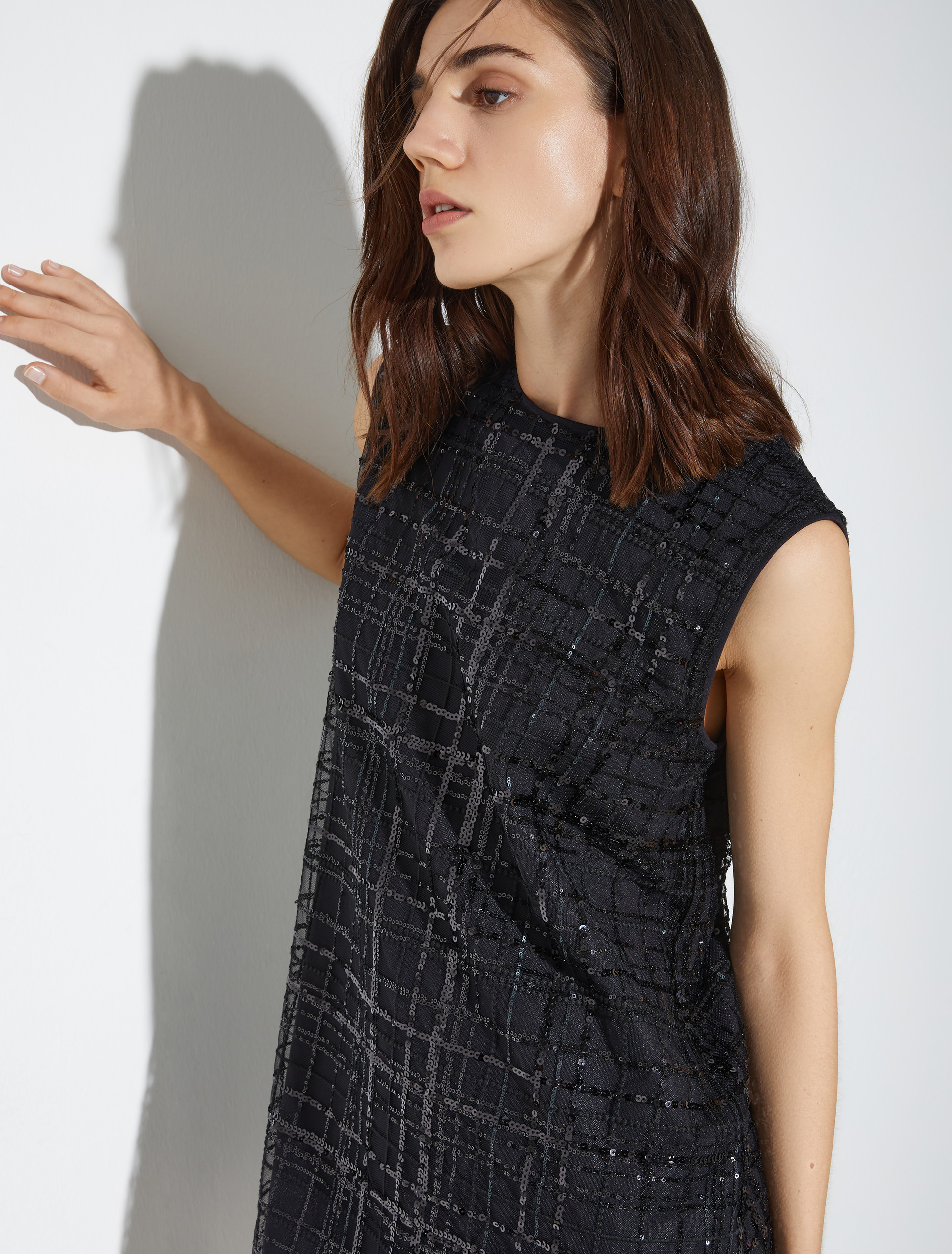 Embroidered tulle shift dress, black | MAX&Co. Embroidered tulle shift dress - BLACK - MAX&Co. - 3