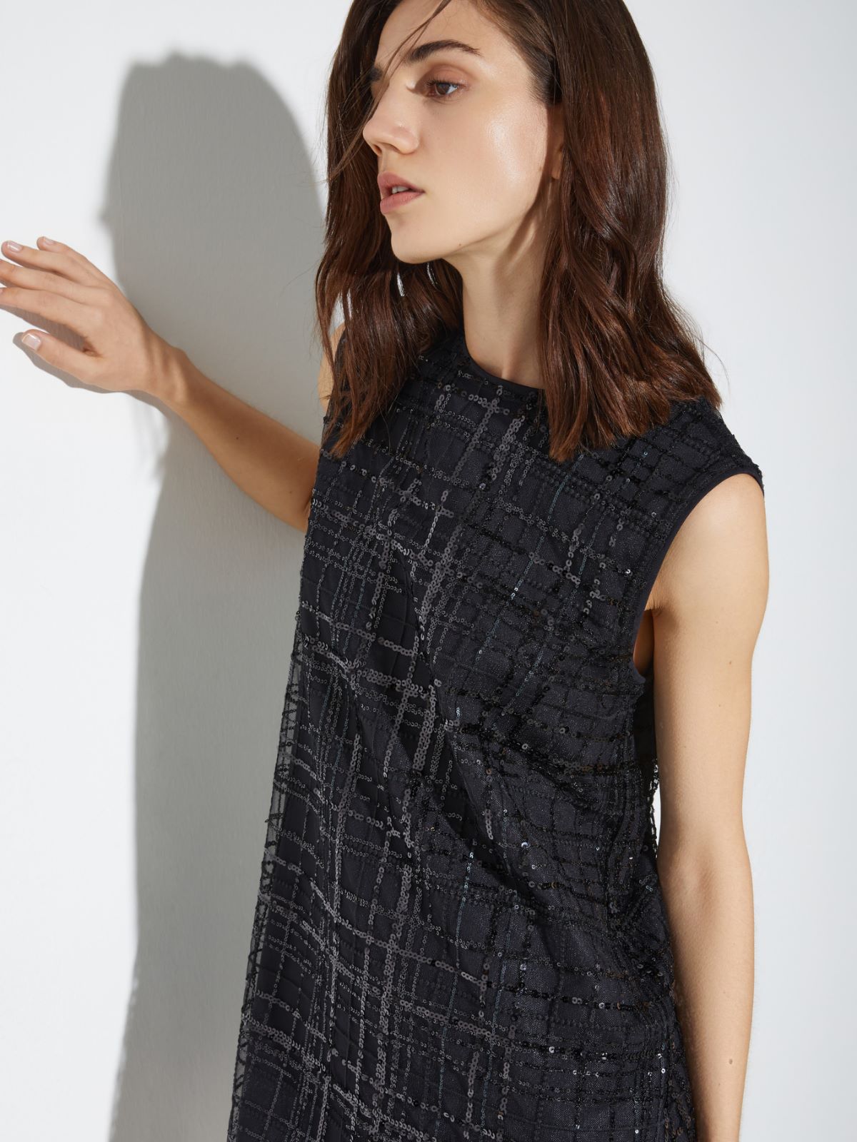 Embroidered tulle shift dress - BLACK - MAX&Co. - 3