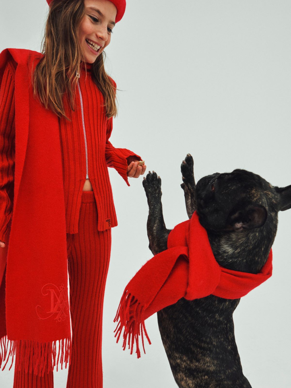 Wool scarf with embroidered logo KID - RED - MAX&Co. - 4