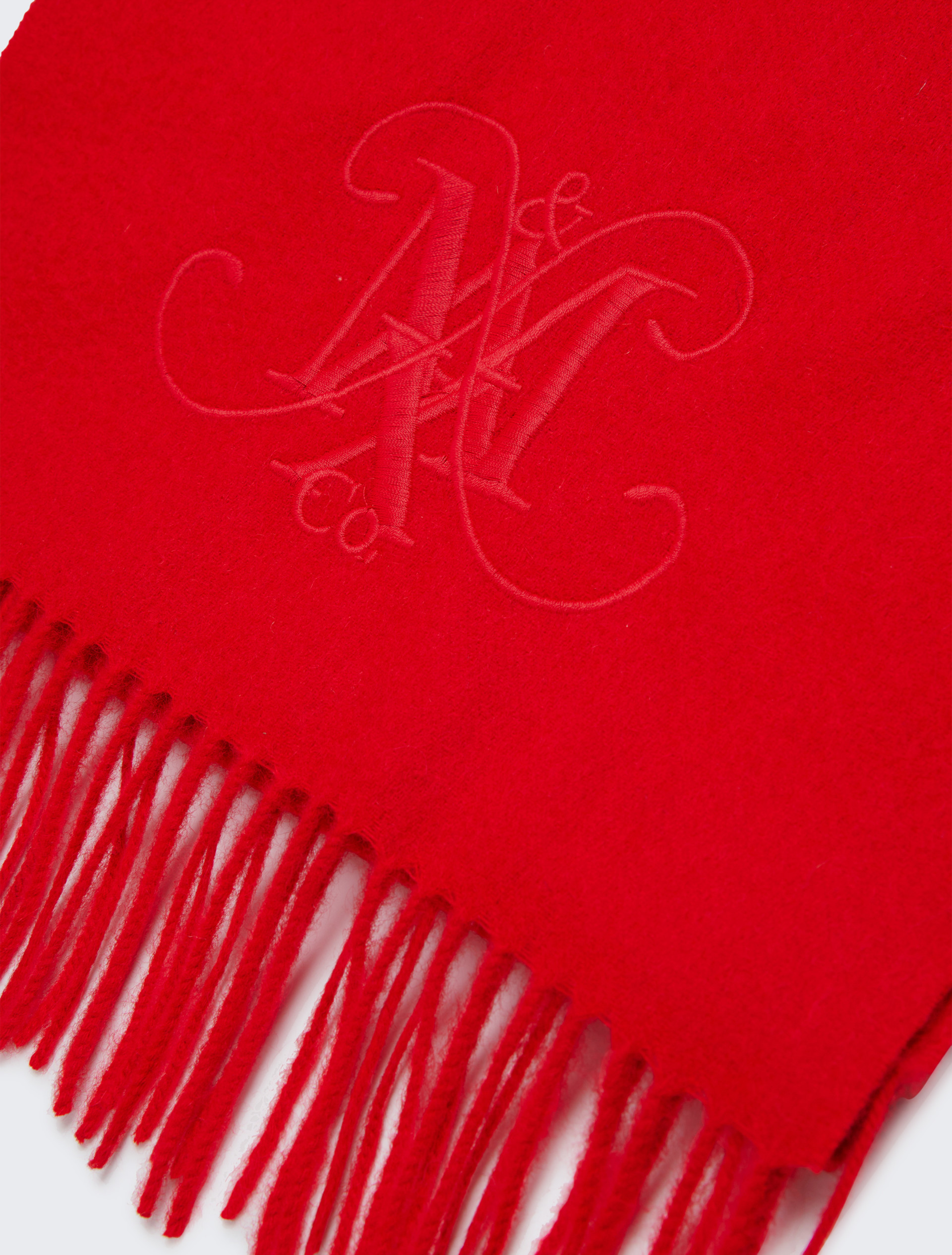 Wool scarf with embroidered logo KID, red | MAX&Co. Wool scarf with embroidered logo KID - RED - MAX&Co.
