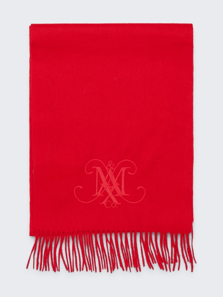 Wool scarf with embroidered logo KID - RED - MAX&Co.