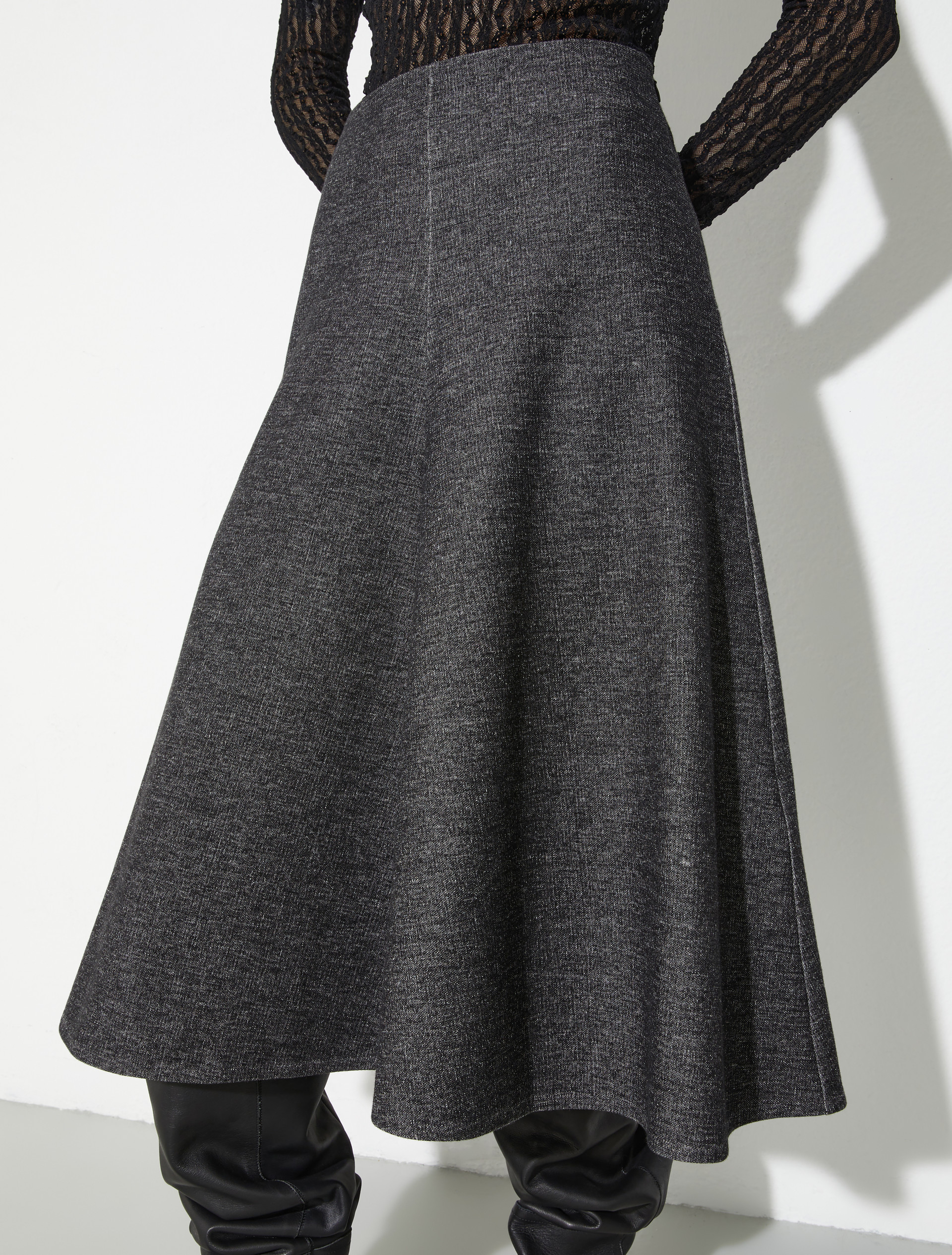 Flared jersey midi skirt, dark grey | MAX&Co. Flared jersey midi skirt - DARK GREY - MAX&Co. - 3