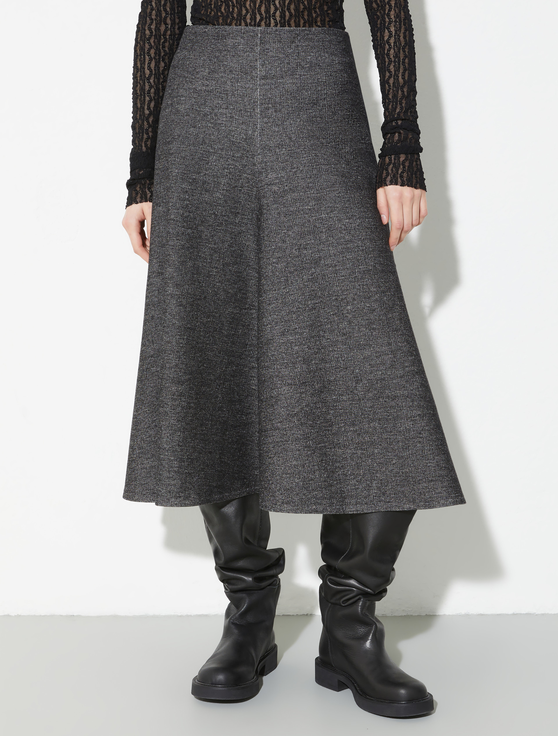 Flared jersey midi skirt, dark grey | MAX&Co. Flared jersey midi skirt - DARK GREY - MAX&Co.