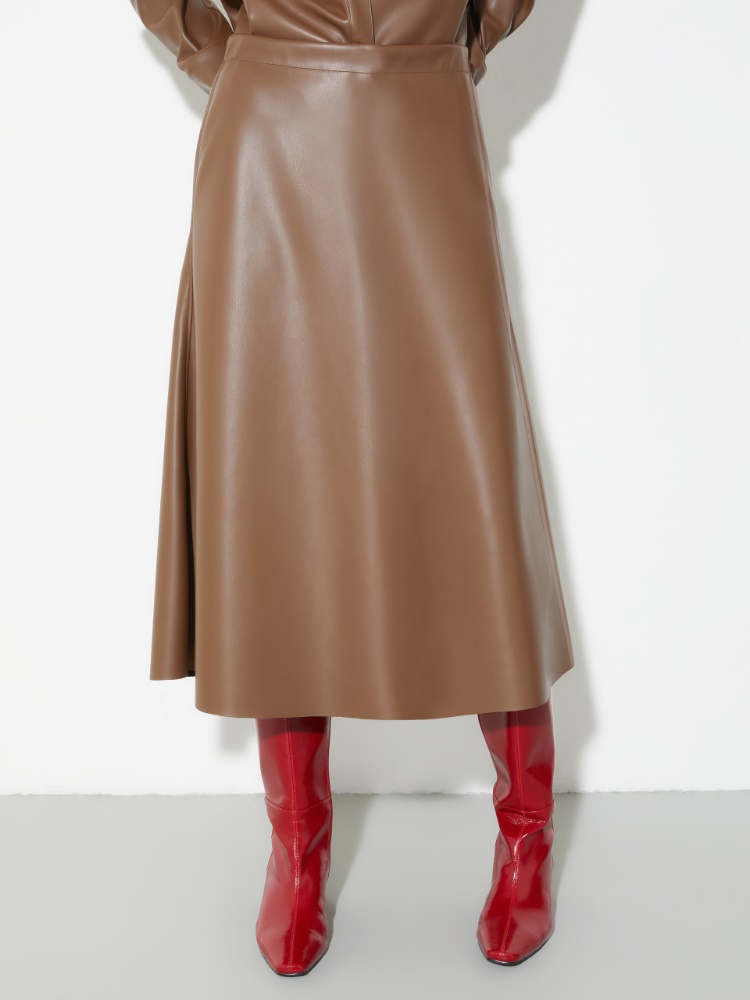 Coated-jersey midi skirt - BROWN - MAX&Co.