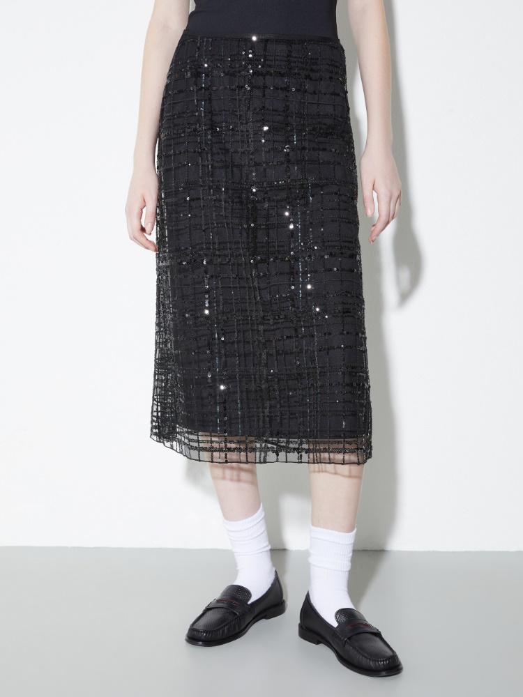 [ボルセーナ]  エンブロイダード チュール スカート - BLACK - MAX&Co.