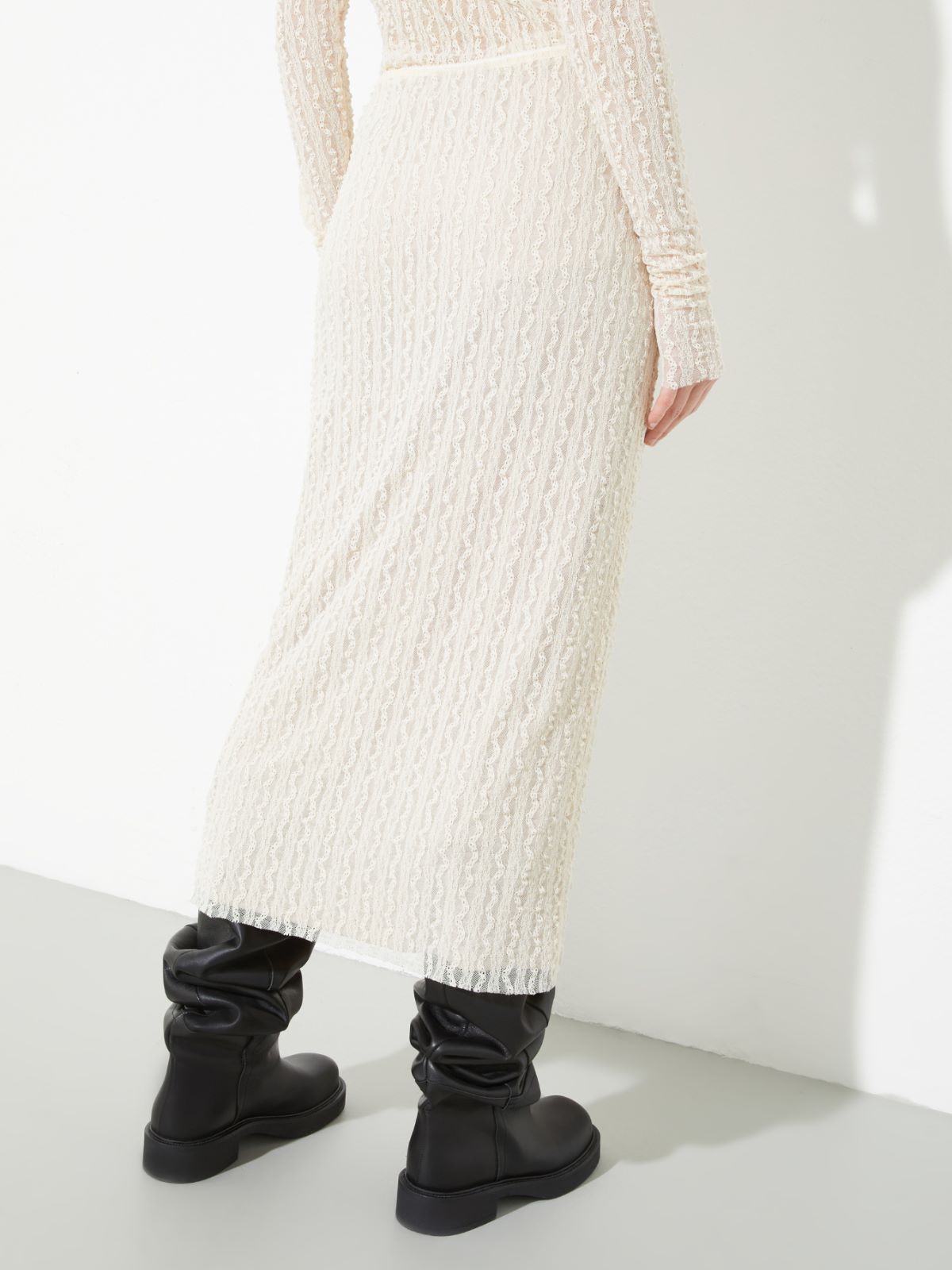 Lace jersey midi skirt - ECRU - MAX&Co. - 2