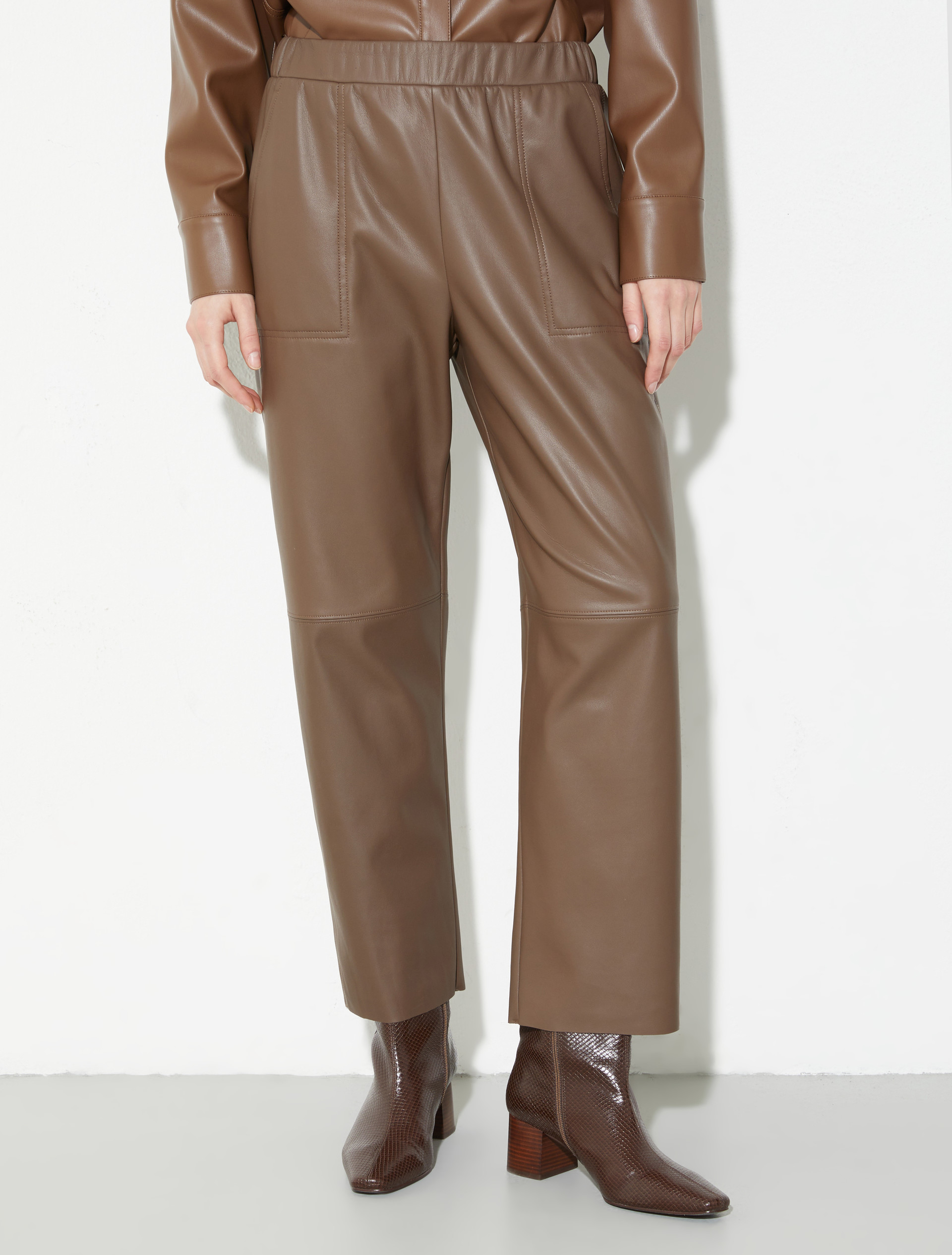Pantaloni in jersey spalmato - MARRONE - MAX&Co.