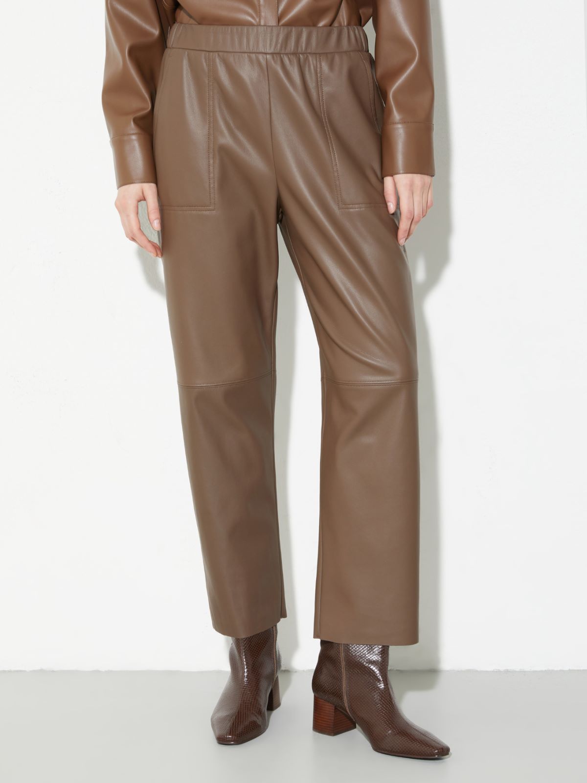 Pantaloni in jersey spalmato - MARRONE - MAX&Co.