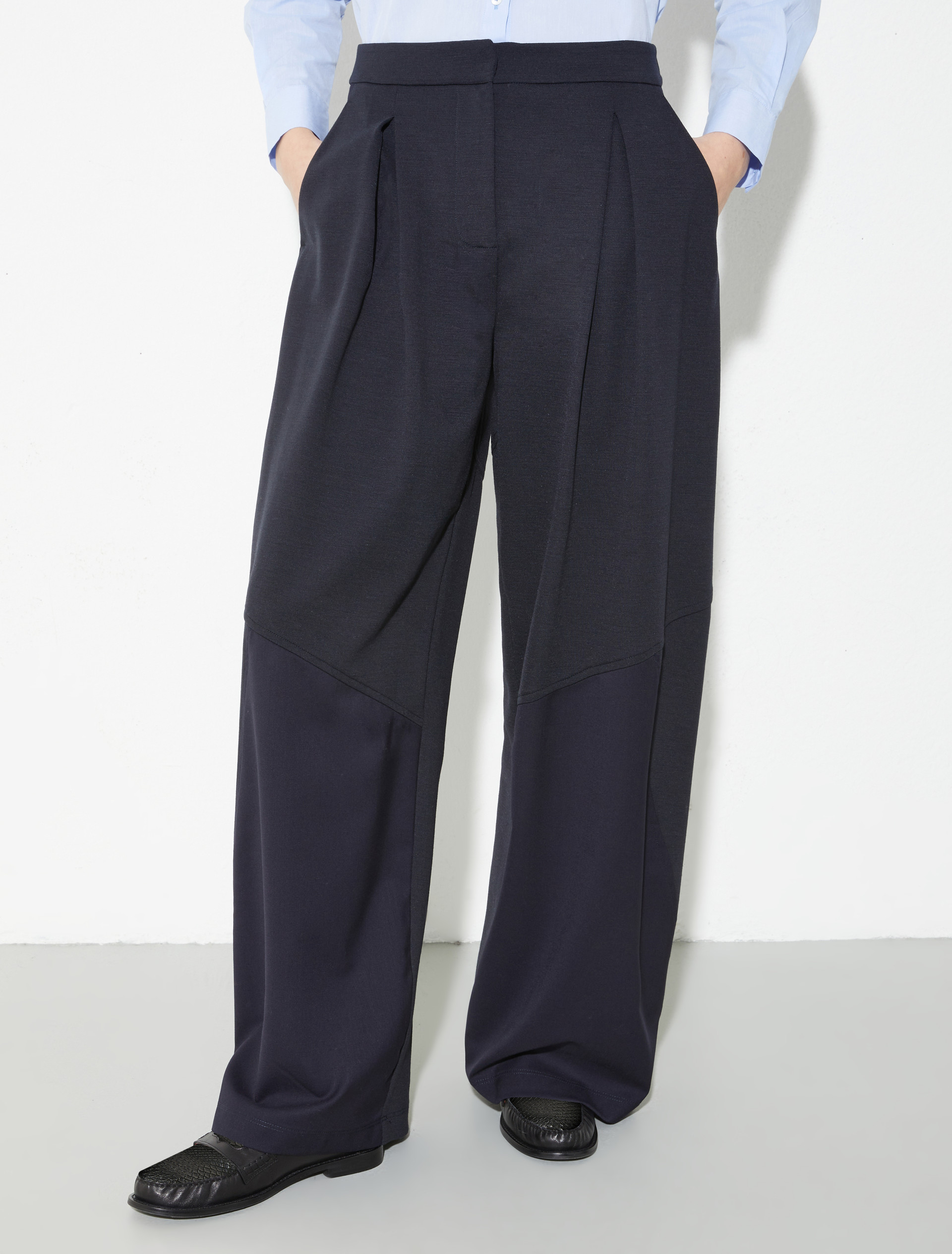 Sartorial Shifts barrel-leg trousers - NAVY - MAX&Co.