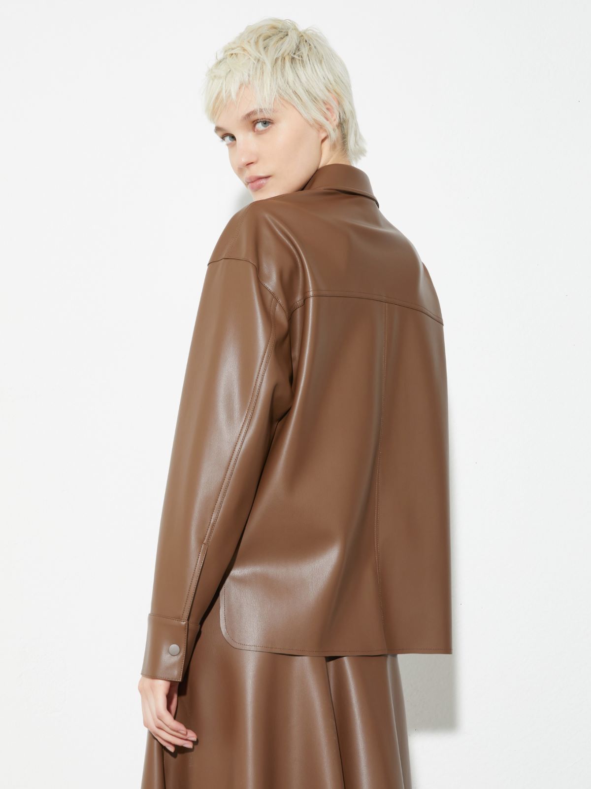 Coated-jersey shacket - BROWN - MAX&Co. - 2