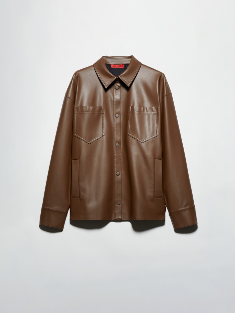 Coated-jersey shacket - BROWN - MAX&Co.
