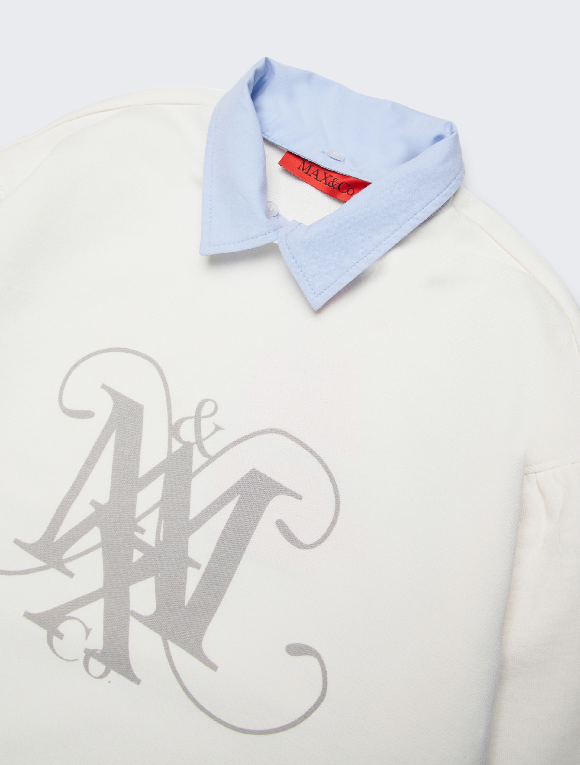 Sweatshirt mit Rundhalsausschnitt, Kragen und Emblem KID - WEISS - MAX&Co.