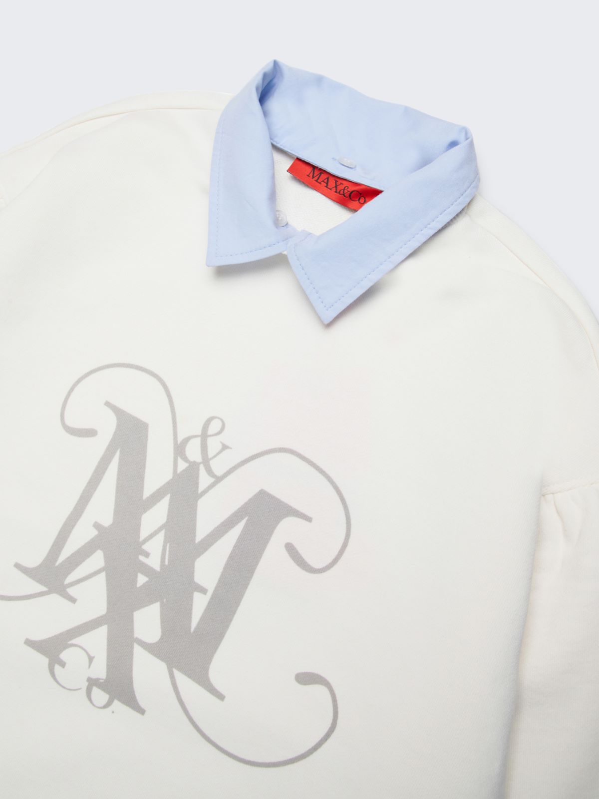Sweatshirt mit Rundhalsausschnitt, Kragen und Emblem KID - WEISS - MAX&Co.