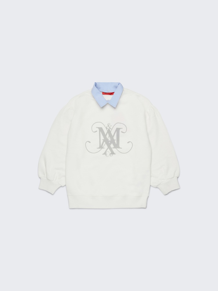 Sweatshirt mit Rundhalsausschnitt, Kragen und Emblem KID - WEISS - MAX&Co.