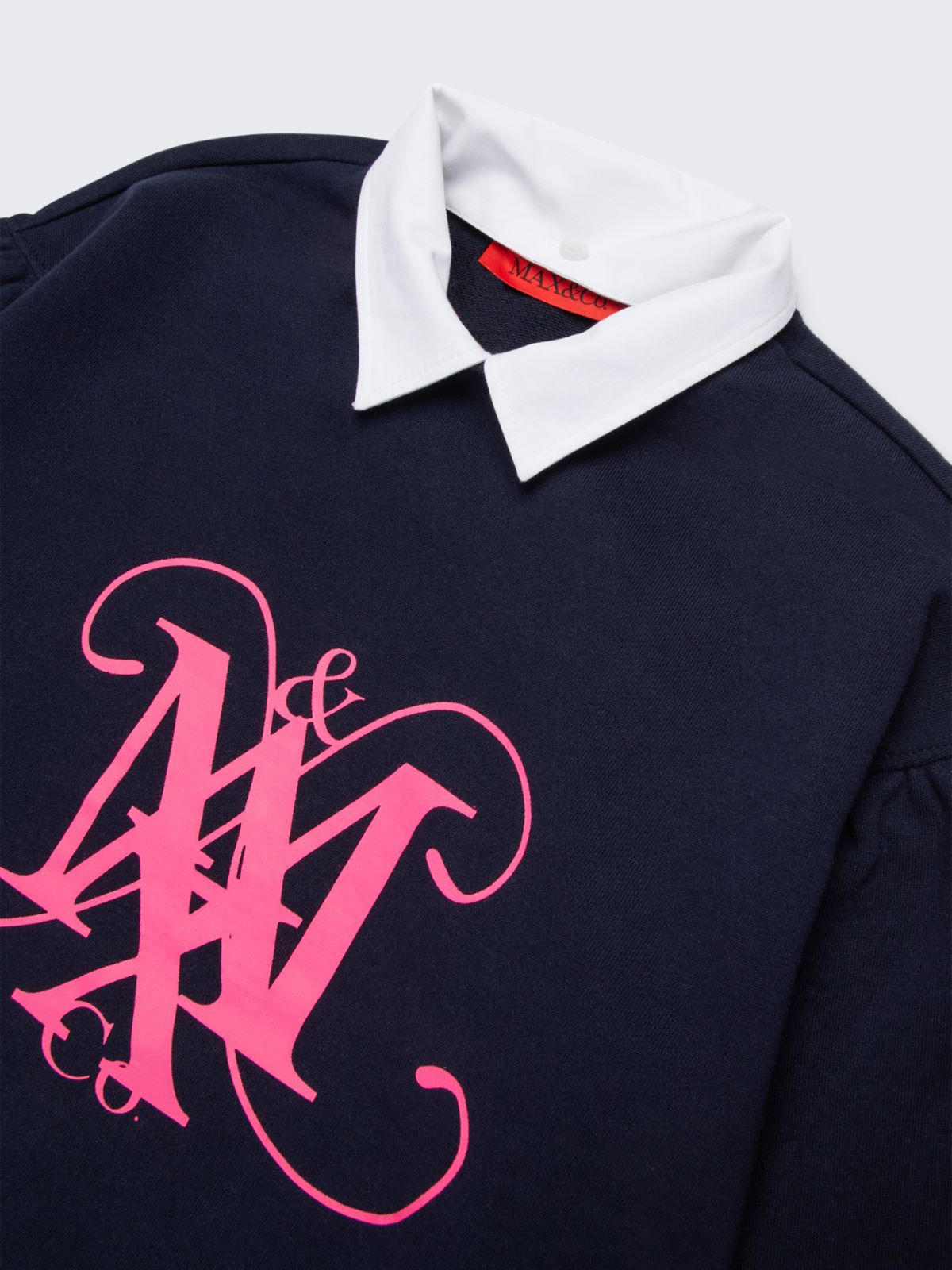 Sweatshirt mit Rundhalsausschnitt, Kragen und Emblem KID - AZURBLAU - MAX&Co.