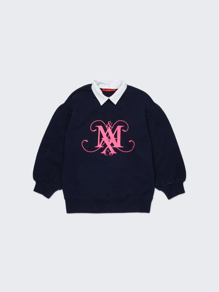 Sweatshirt mit Rundhalsausschnitt, Kragen und Emblem KID - AZURBLAU - MAX&Co.