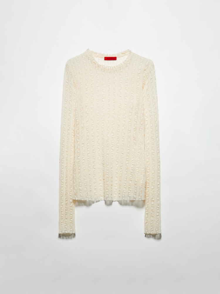 Lace jersey T-shirt - ECRU - MAX&Co.