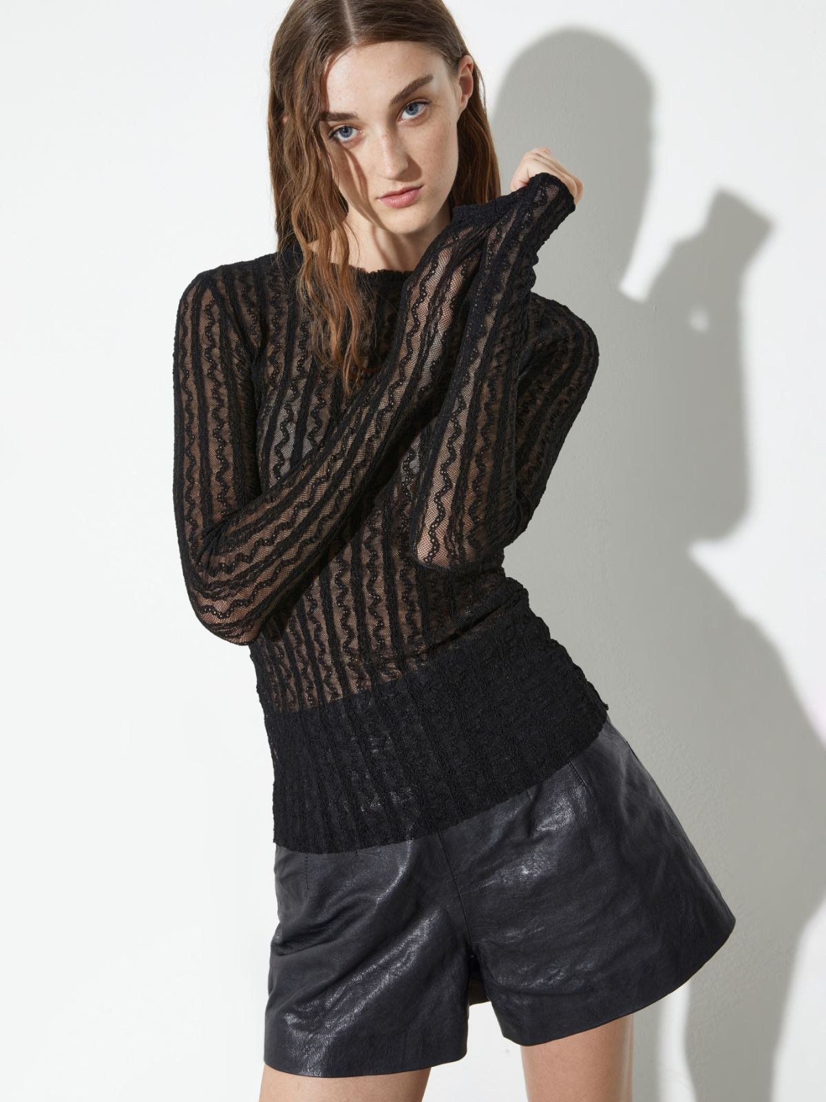 Lace jersey T-shirt - BLACK - MAX&Co.