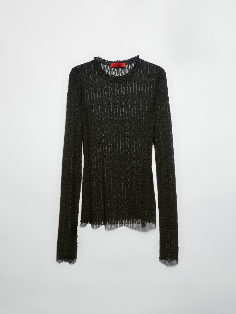 Lace jersey T-shirt - BLACK - MAX&Co.