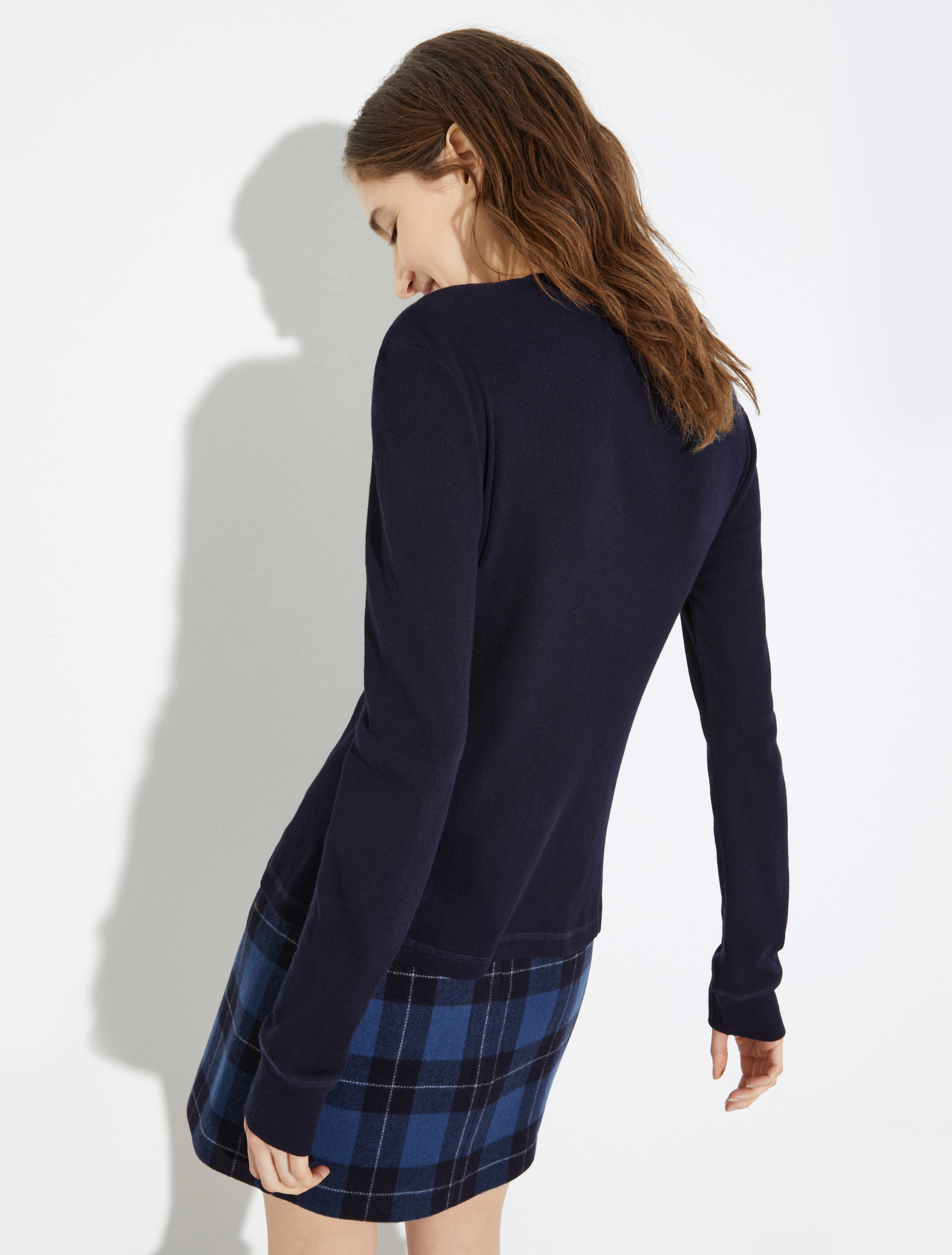 Grandad-collar ribbed T-shirt, navy | MAX&Co. Grandad-collar ribbed T-shirt - NAVY - MAX&Co. - 2