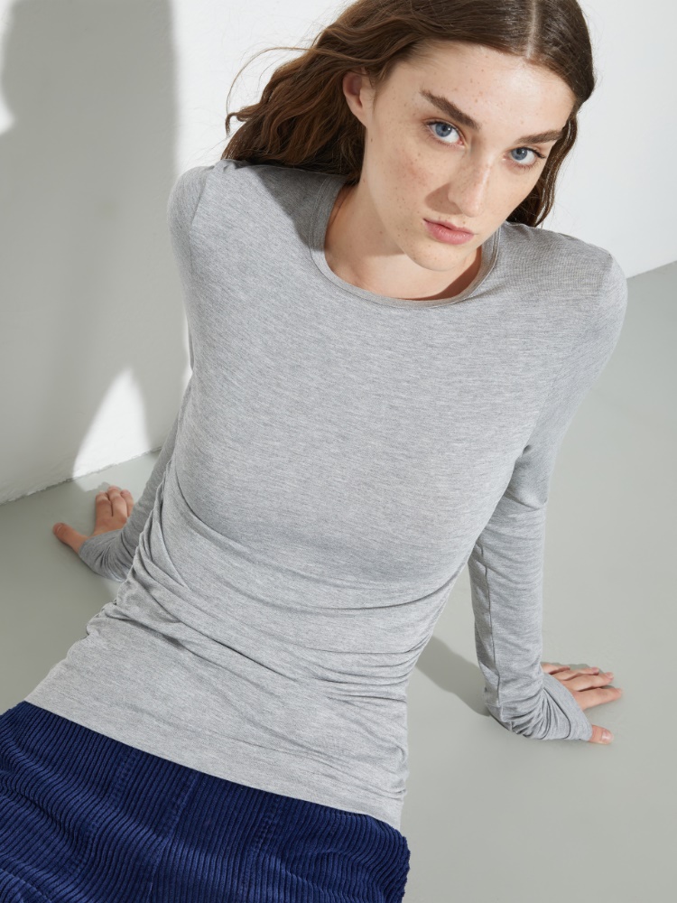 Flowing draped T-shirt - MELANGE GREY - MAX&Co.