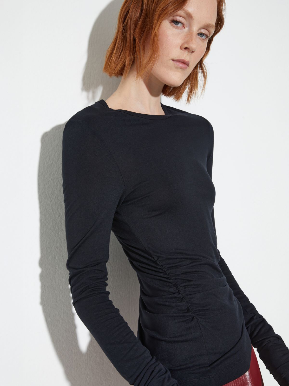Flowing draped T-shirt - BLACK - MAX&Co. - 3