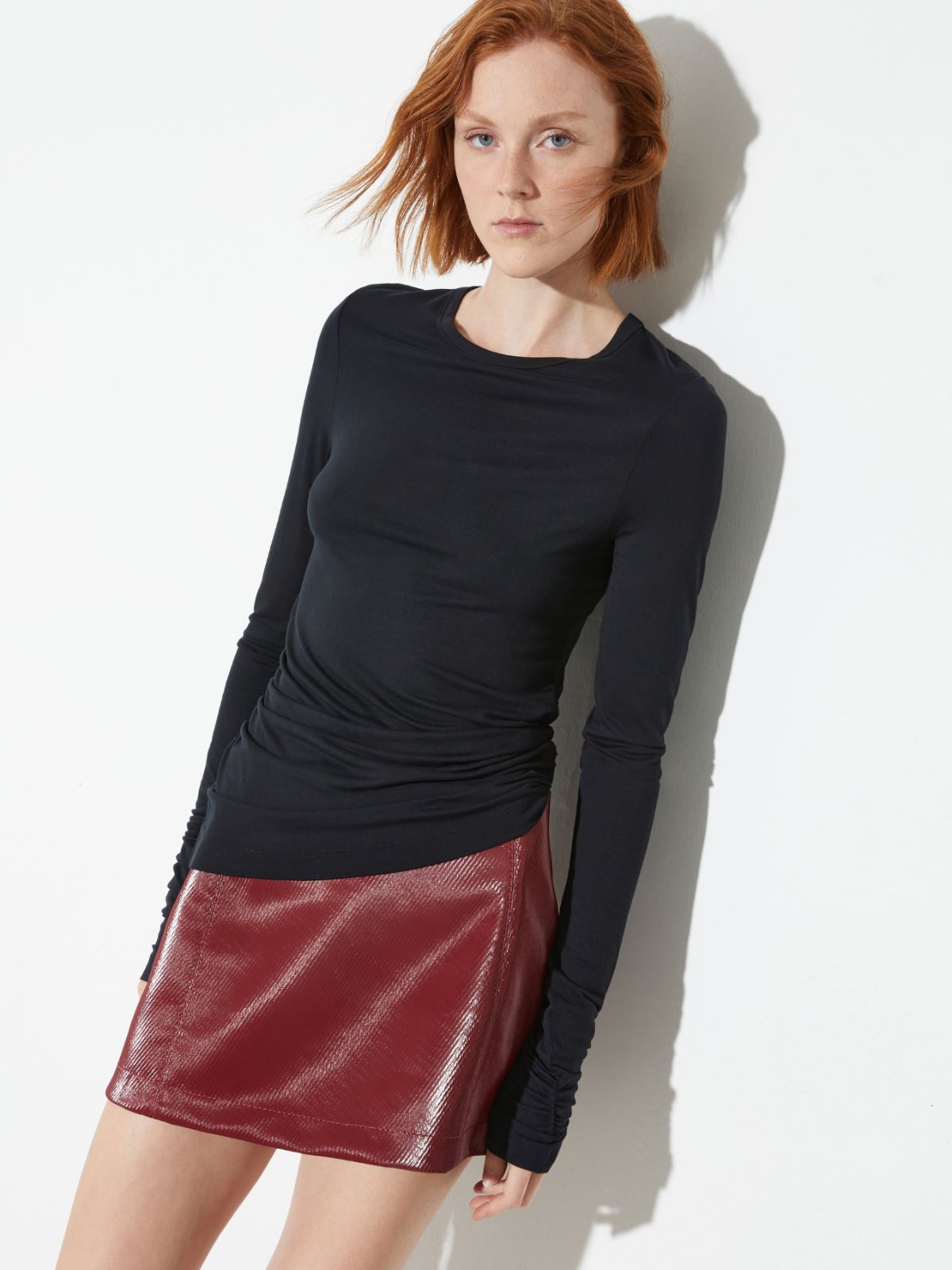Flowing draped T-shirt - BLACK - MAX&Co.