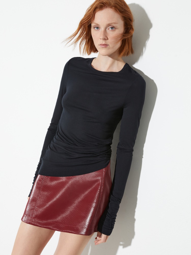 Flowing draped T-shirt - BLACK - MAX&Co.
