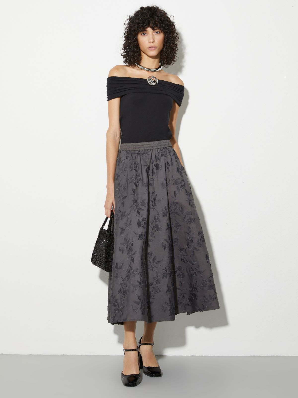 Jersey off-the-shoulder top - DARK GREY - MAX&Co. - 4