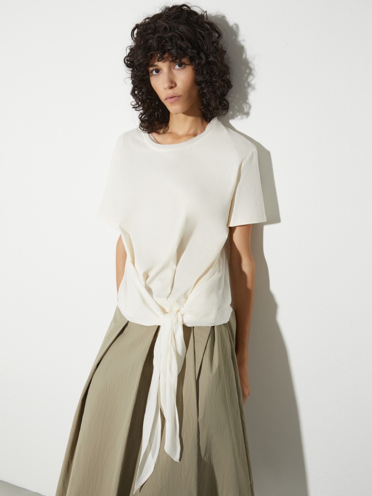 Jersey and georgette T-shirt - WHITE - MAX&Co.