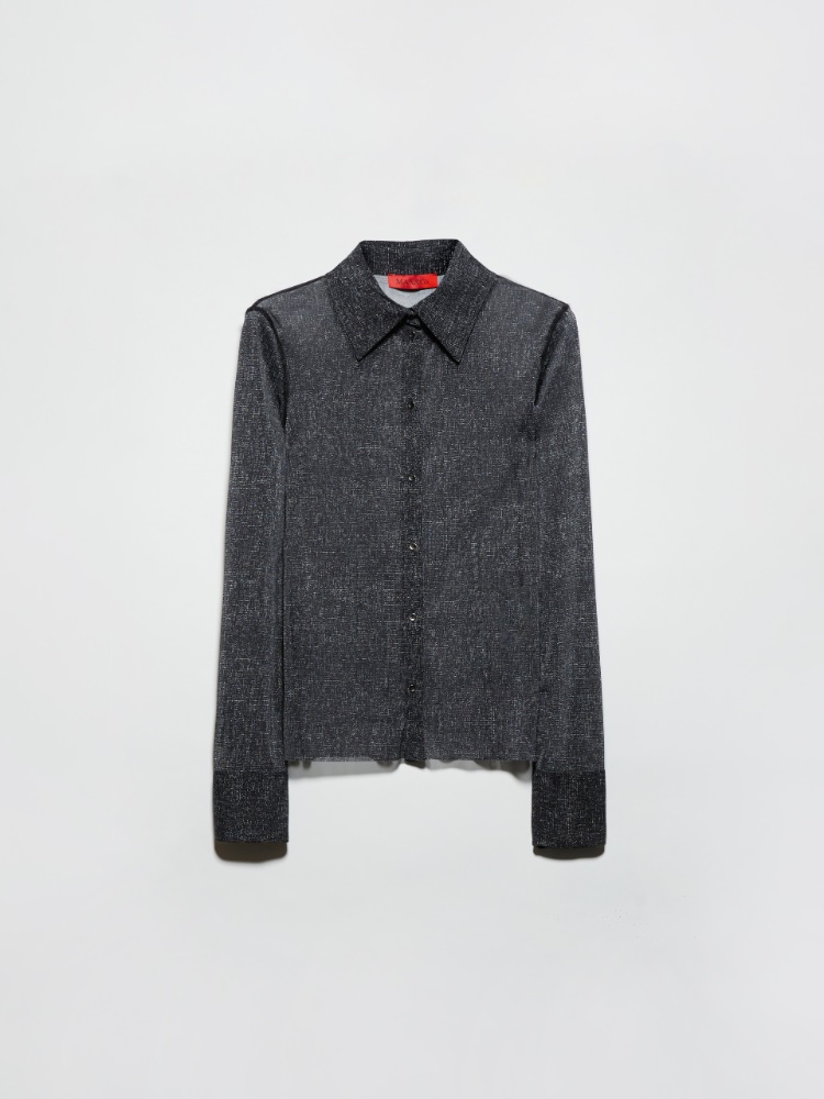 Patterned tulle-jersey shirt - BLACK WHITE - MAX&Co.