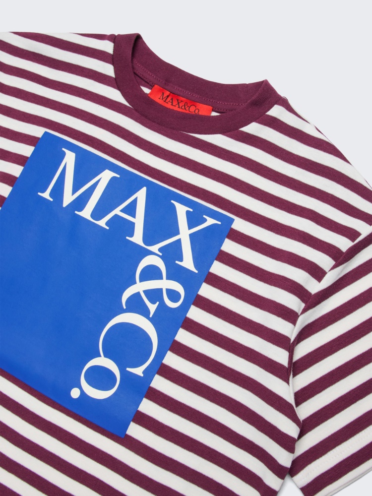 Striped micro ribs T-shirt KID - DARK VIOLET - MAX&Co.