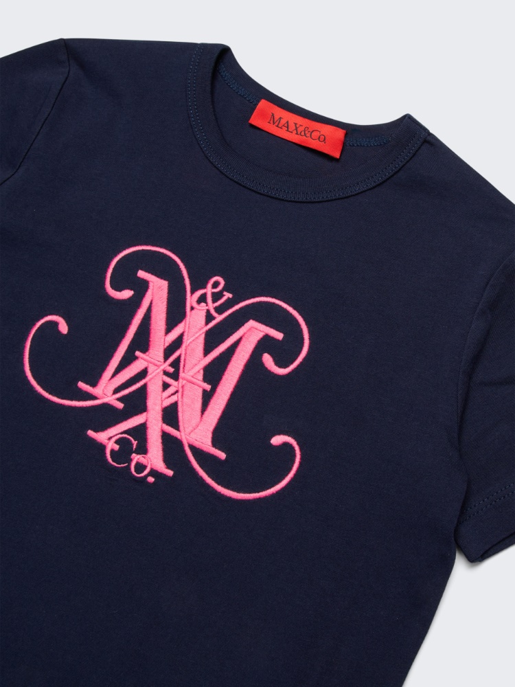 Jersey-T-Shirt mit Maxi-Emblem KID - AZURBLAU - MAX&Co.